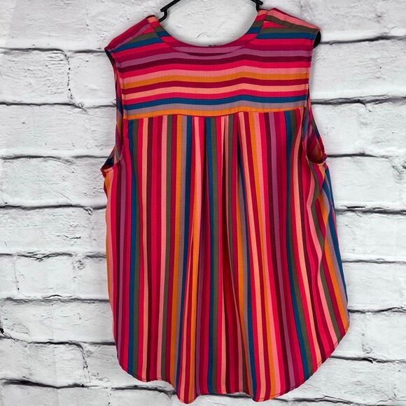 Torrid Multicolor Striped Button Front Sleeveless Blouse Size 2 - Picture 7 of 7